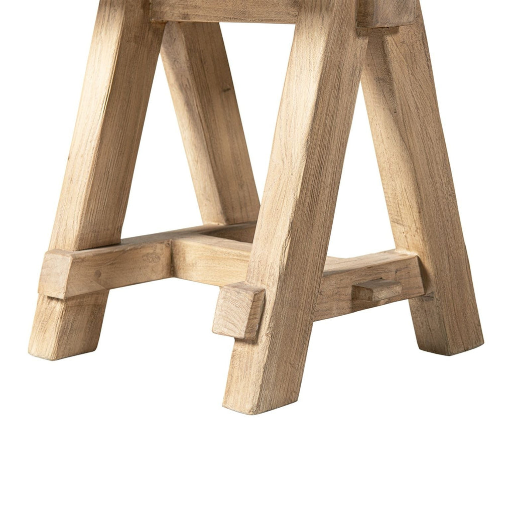 Trestle Coffee Table with Solid Reclaimed Elm Construction - Dark or Light Brown