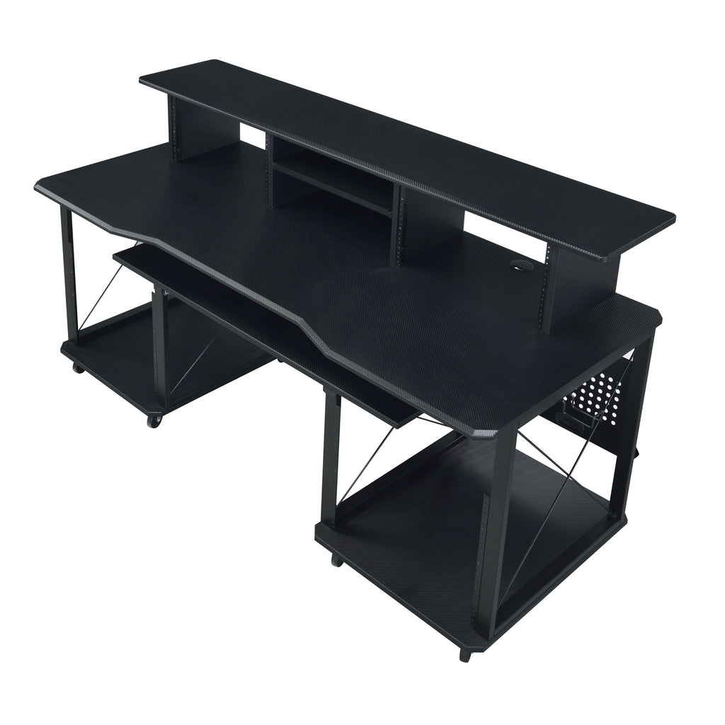 Music Desk with Multiple Storage and Cable Management - Black or Dark Brown