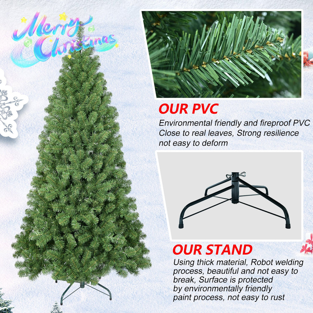 6ft Artificial Christmas Tree with Memory Wire - Hinged Easy Setup - Green