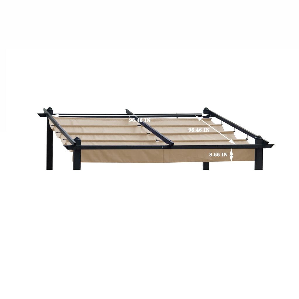 Replacement Canopy Top Cover Fabric for Retractable Pergola - Beige or Dark Gray