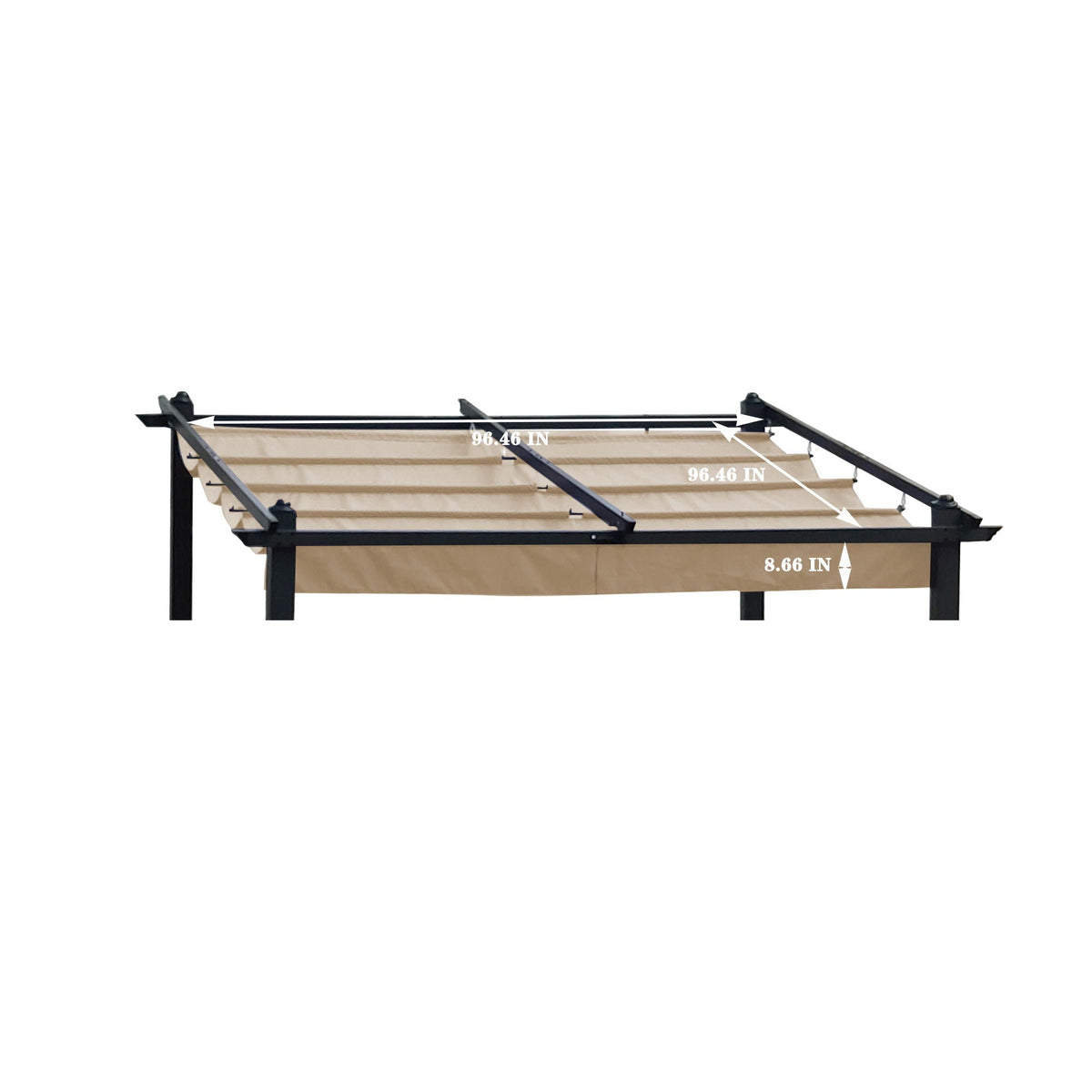 Replacement Canopy Top Cover Fabric for Retractable Pergola - Beige or Dark Gray