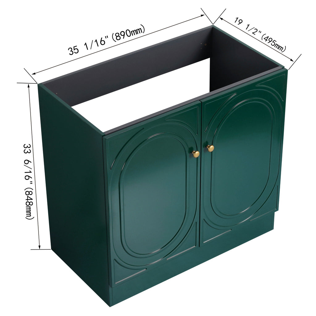 Modern Freestanding Bathroom Vanity with Soft Close Cabinet Doors - Pearl Silver, White, or Dark Green