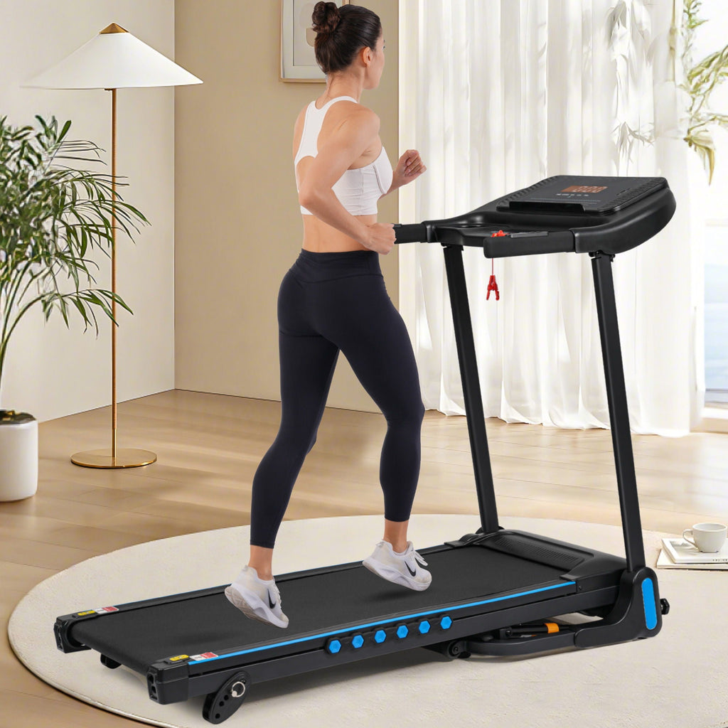Incline Treadmill For Running & Walking, Hydraulic System Auto Folding With Type C & USB Charge For Android, 10Mph, Bluetooth Speaker - Black