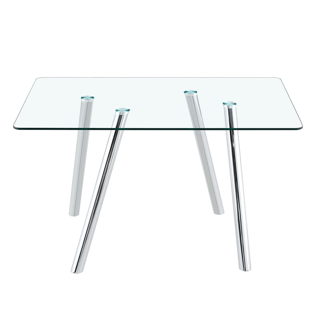 Dining Table with Transparent Tempered Glass Surface – Pearl Silver or Gold