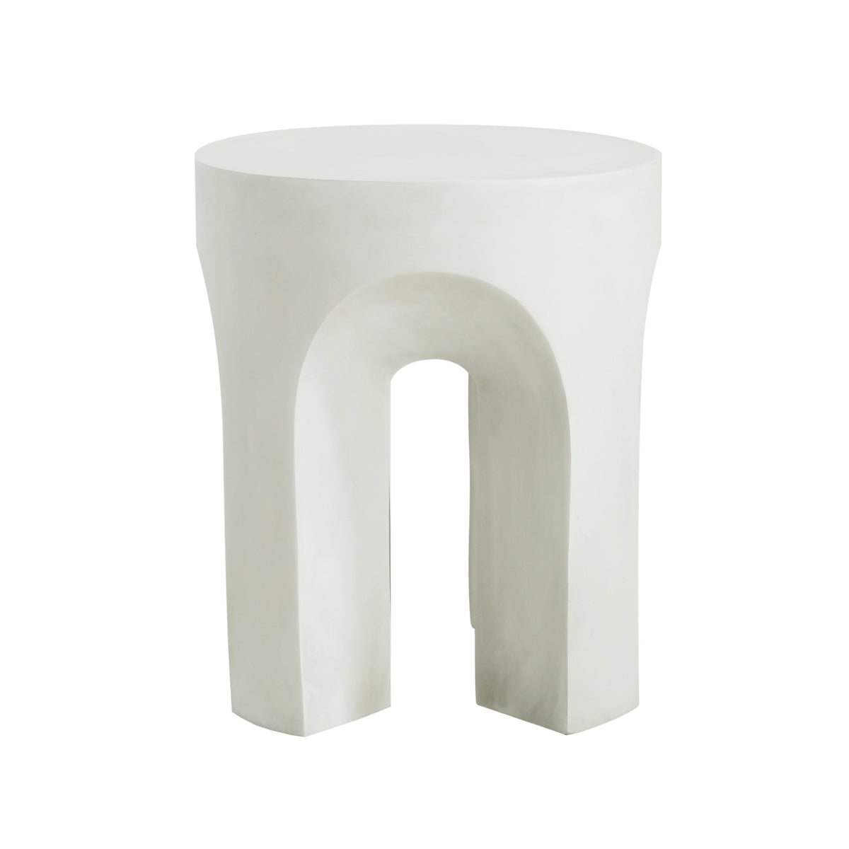 Outdoor MGO Round Top Side Table with Stable Four-Leg Design - Antique White