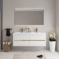 60" Floating Bathroom Vanity with Stone Resin Sink - Wall-Mount Storage Cabinet