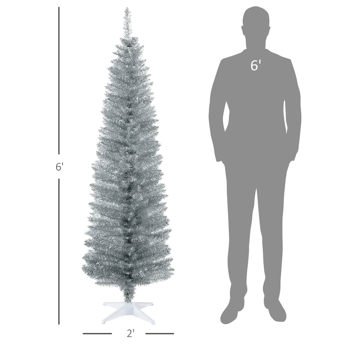 Slim Pencil Artificial Christmas Tree with 390 Branch Tips - Green