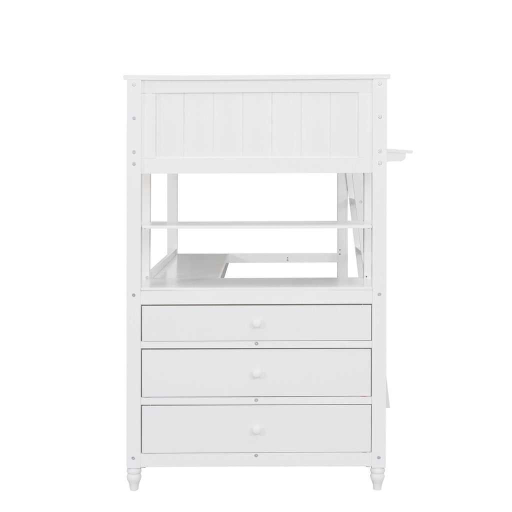 Loft Bed With Drawers With Desk And Shelves