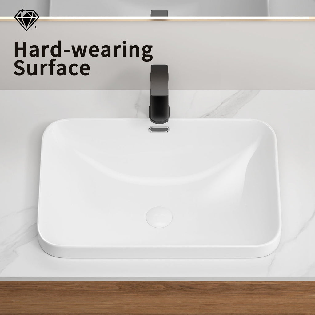 Undermount Bathroom Sink with Seamless Integration - Milk White