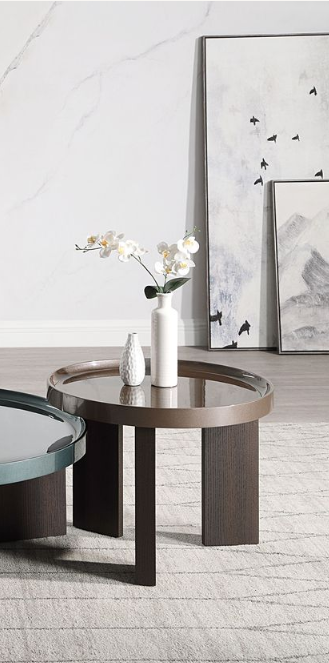Lakita Dark Blond High Gloss & Smoked Table