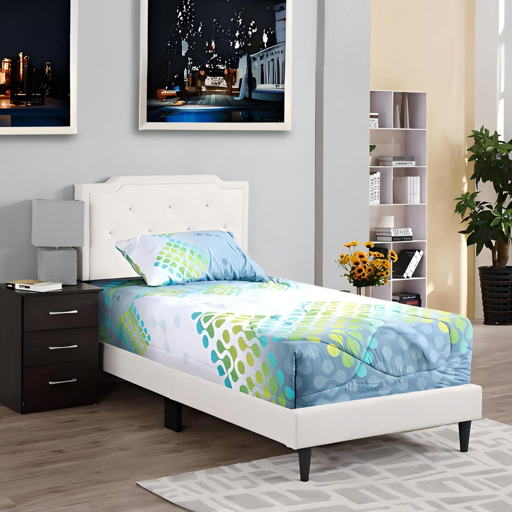 Button Tufted Upholstered Bed with Charming Design - Multiple Colors