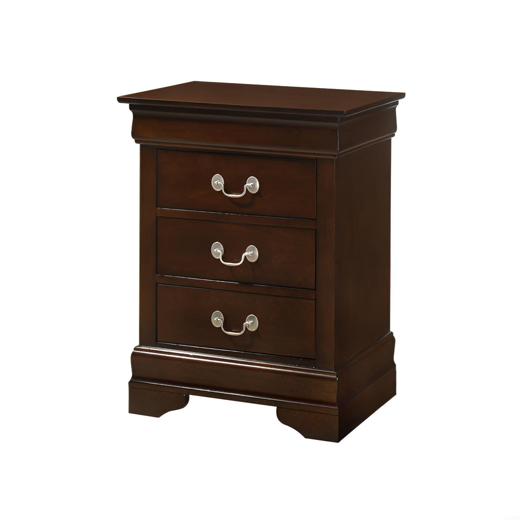 Louis Phillipe Wood Nightstand with Storage Drawers - Multiple Colors