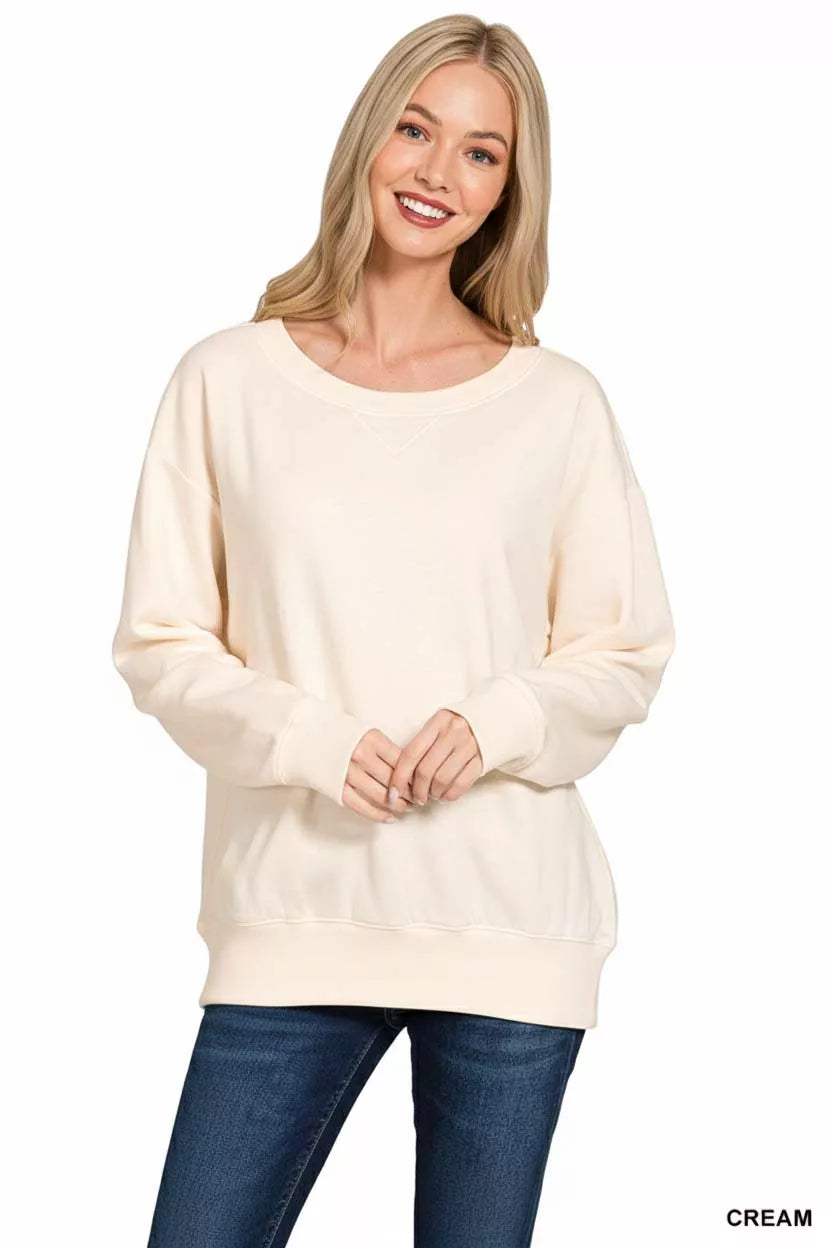 Zenana Fleece Boat Neck Sweatshirt