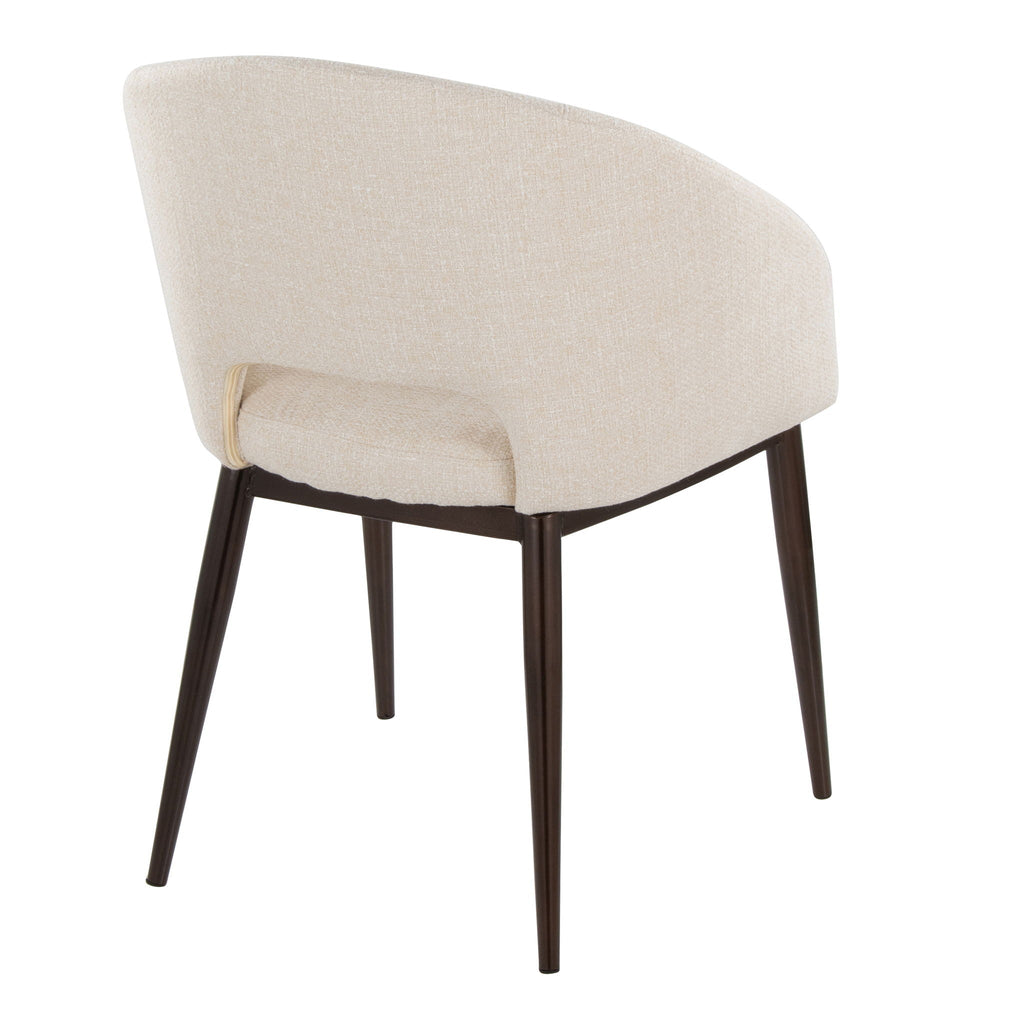 Contemporary Arm Chair with Cut-Out Backrest - White or Beige