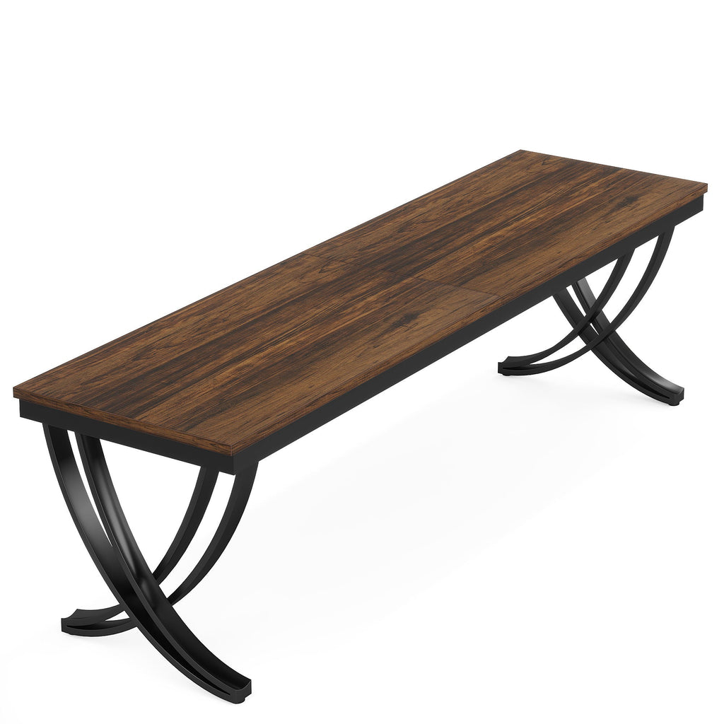 Extra Long 2 Person Desk With X Legs - Brown / Black
