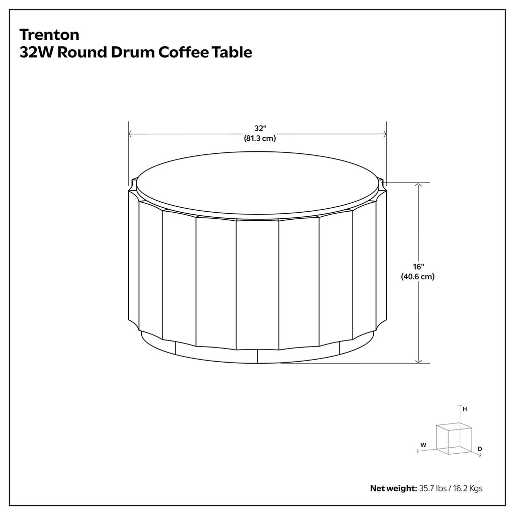 Walnut Brown Coffee Table with Drum Design - Trenton