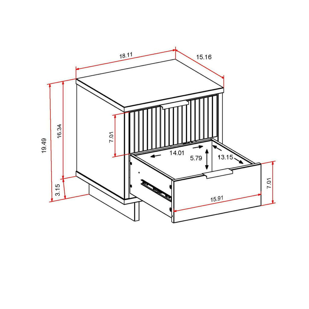 Granville Nightstand with 2 Drawers - Solid Wood Construction