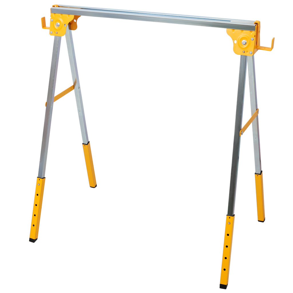 Adjustable Height Sawhorses 2 Pack with Folding Design - Steel
