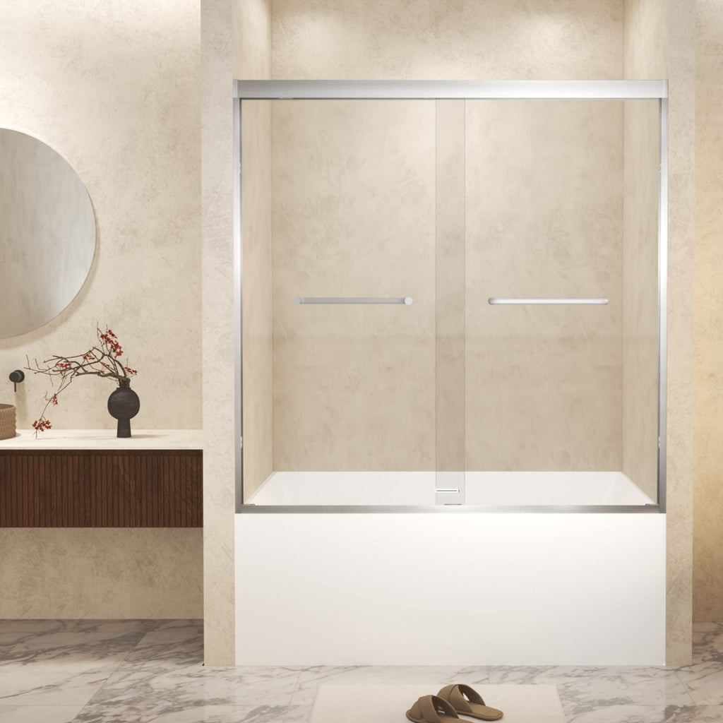 Double Sliding Shower Door with Explosion Proof Film - Black, Gray, or Dark Gray