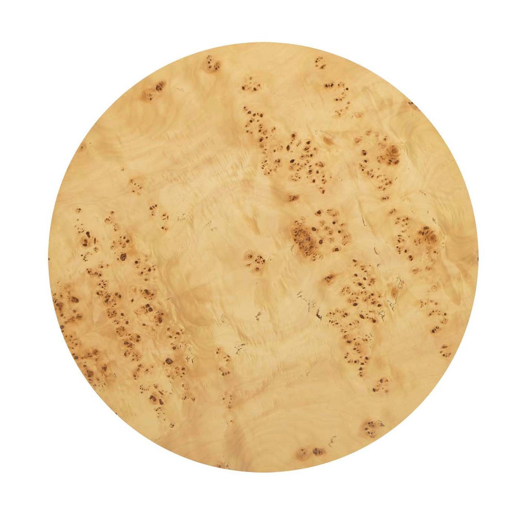 Nebula 35.5" Round Coffee Table with Pillar Legs - Warm Natural Brown Burl Wood