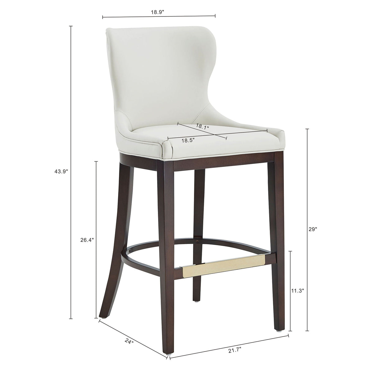 Bar Height Barstool with Backrest - White, Gray, Black