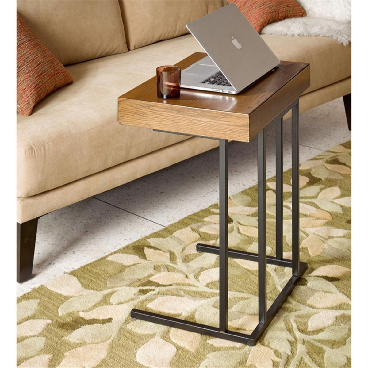 Wynn Pull Up Table with Storage Compartment – Pecan