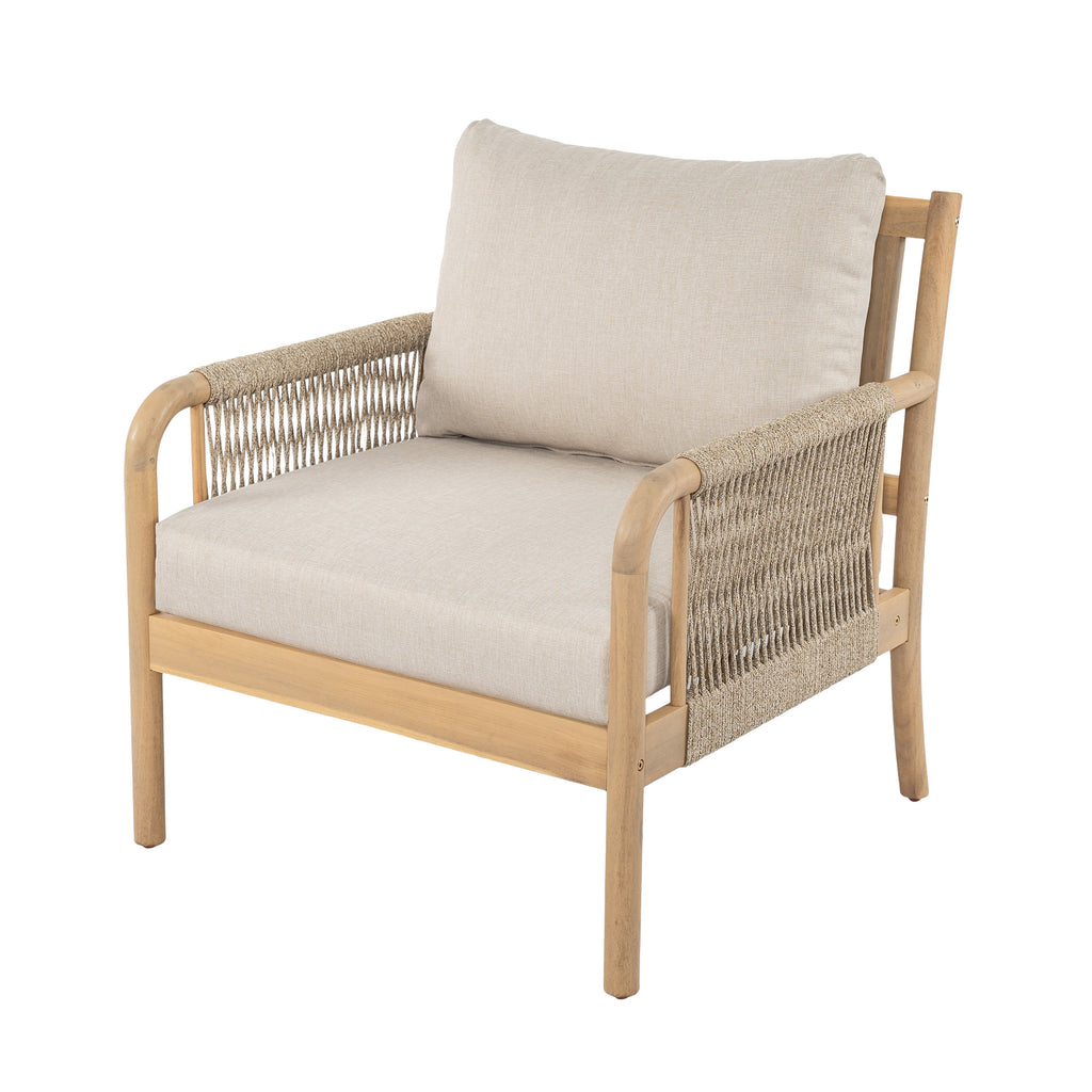Casper Outdoor 5-Pieces Chat Set with Rope Detailing - Acacia Wood