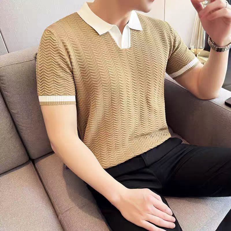 Summer Lightweight Ice Silk Knitted Short Sleeve Top