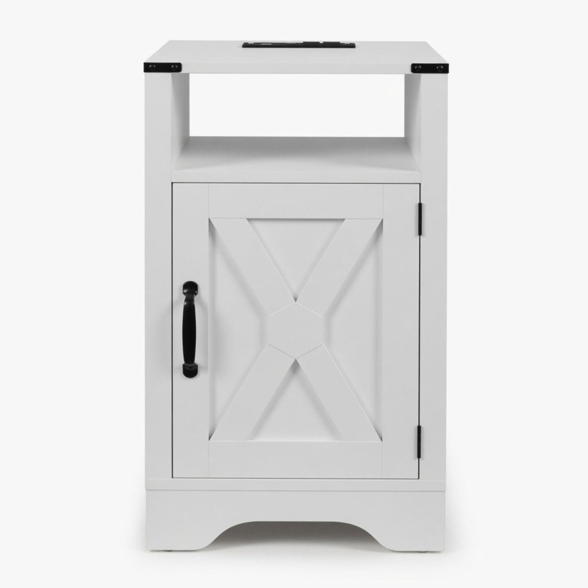 Farmhouse Nightstand with Charging Station & Storage - Multiple Colors