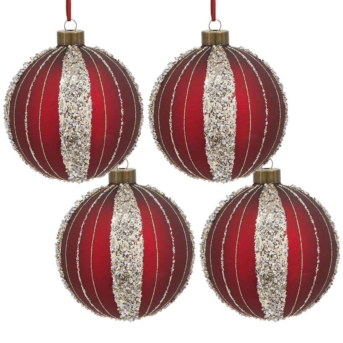 Glass Christmas Ball Ornaments with Hanging Loop – Red or Gold