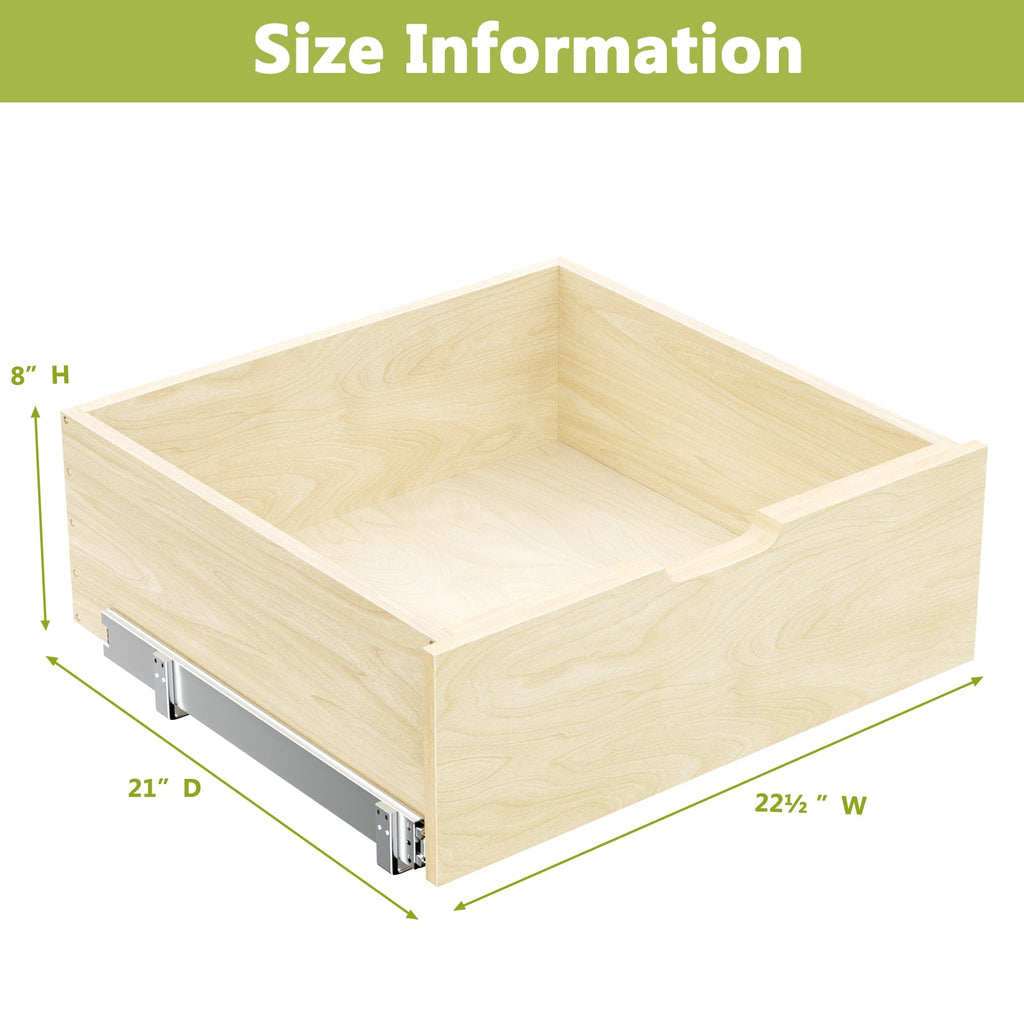 Wood Pull-Out Cabinet Drawer, 22.5 × 21 × 8 in