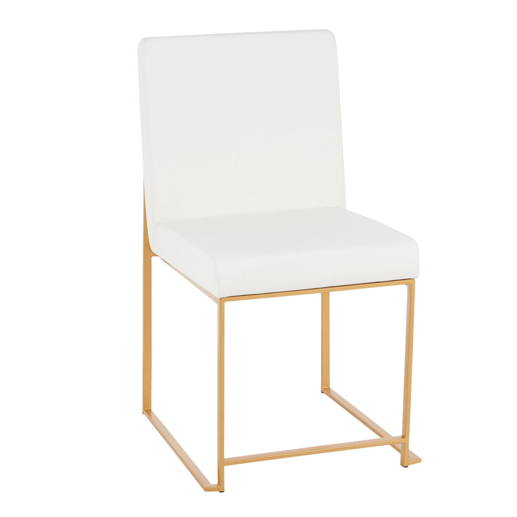 Contemporary High Back Dining Chair Set with Upholstered Seat - Multiple Colors