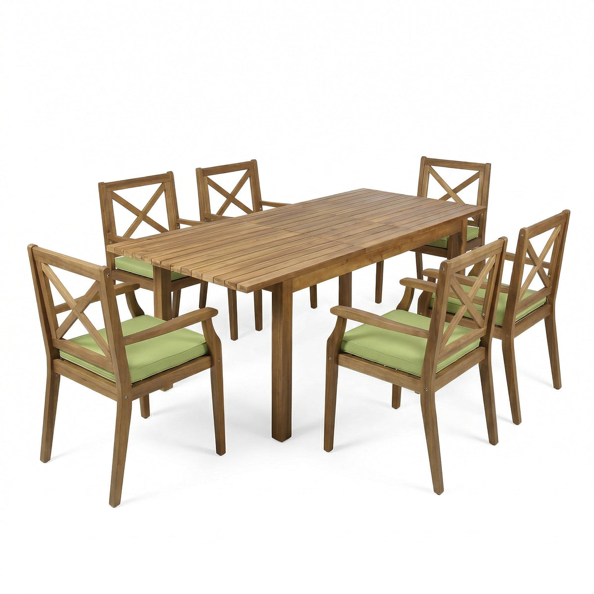 Acacia Wood Outdoor Dining Set with Expanding Table - Teak