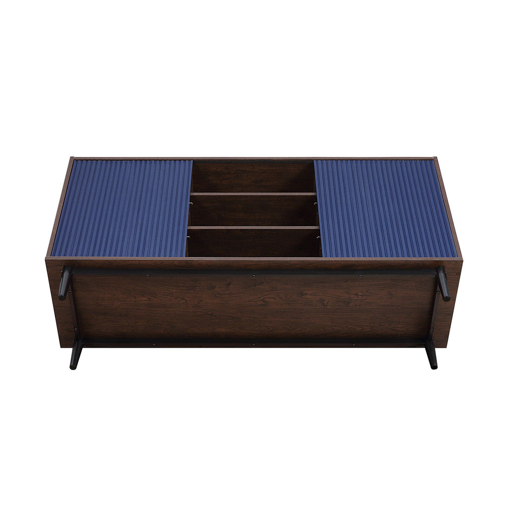 Fluted Sideboard with Adjustable Storage - Black or Blue