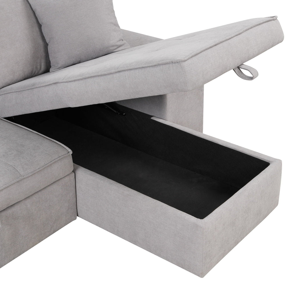 Reversible L-Shape Sleeper Sectional Sofa with Storage Chaise and 2 Stools - Multiple Colors