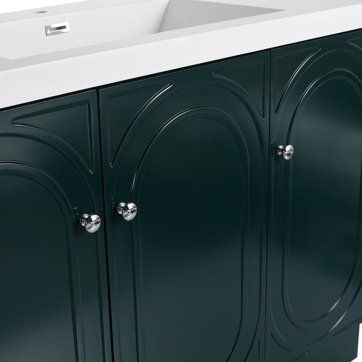 Modern Freestanding Bathroom Vanity with Soft Close Cabinet Doors - Pearl Silver, White, or Dark Green