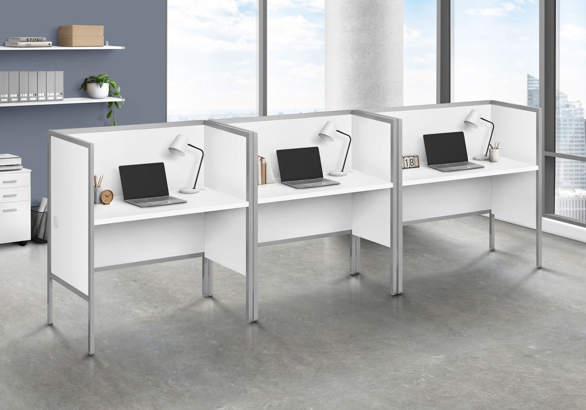 Commercial Grade Office Cubicle Desk with Privacy Panel - Dark Gray or White