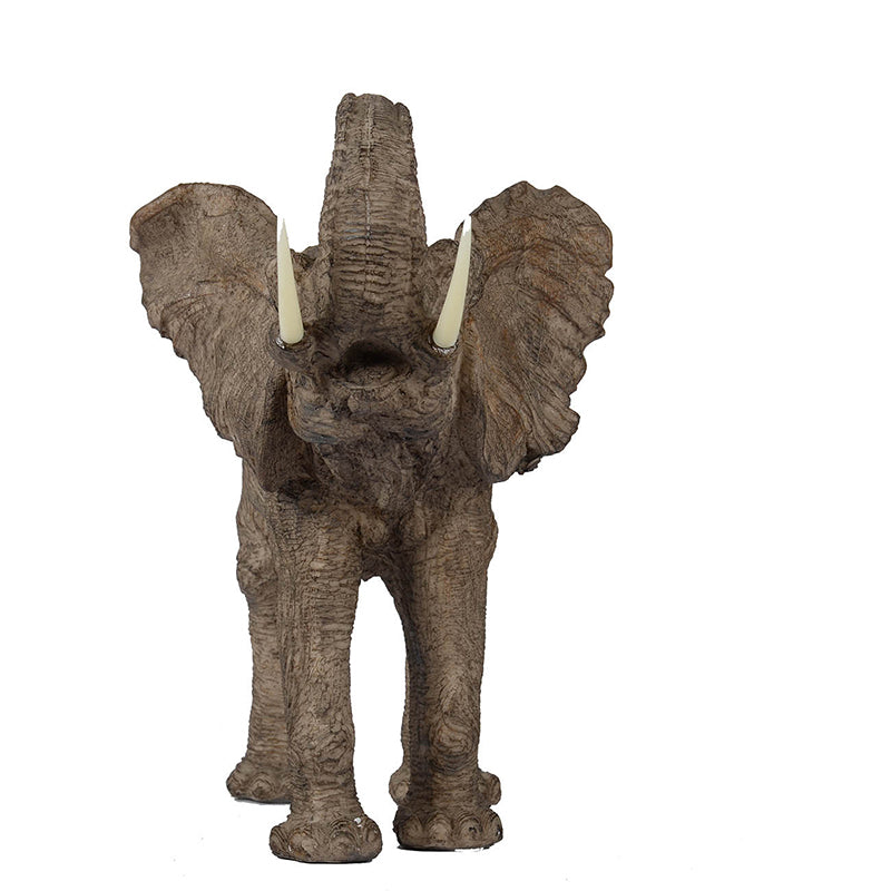 Polyresin Elephant Accent Decorative Object with Trumpeting Design - Black/Polyresin