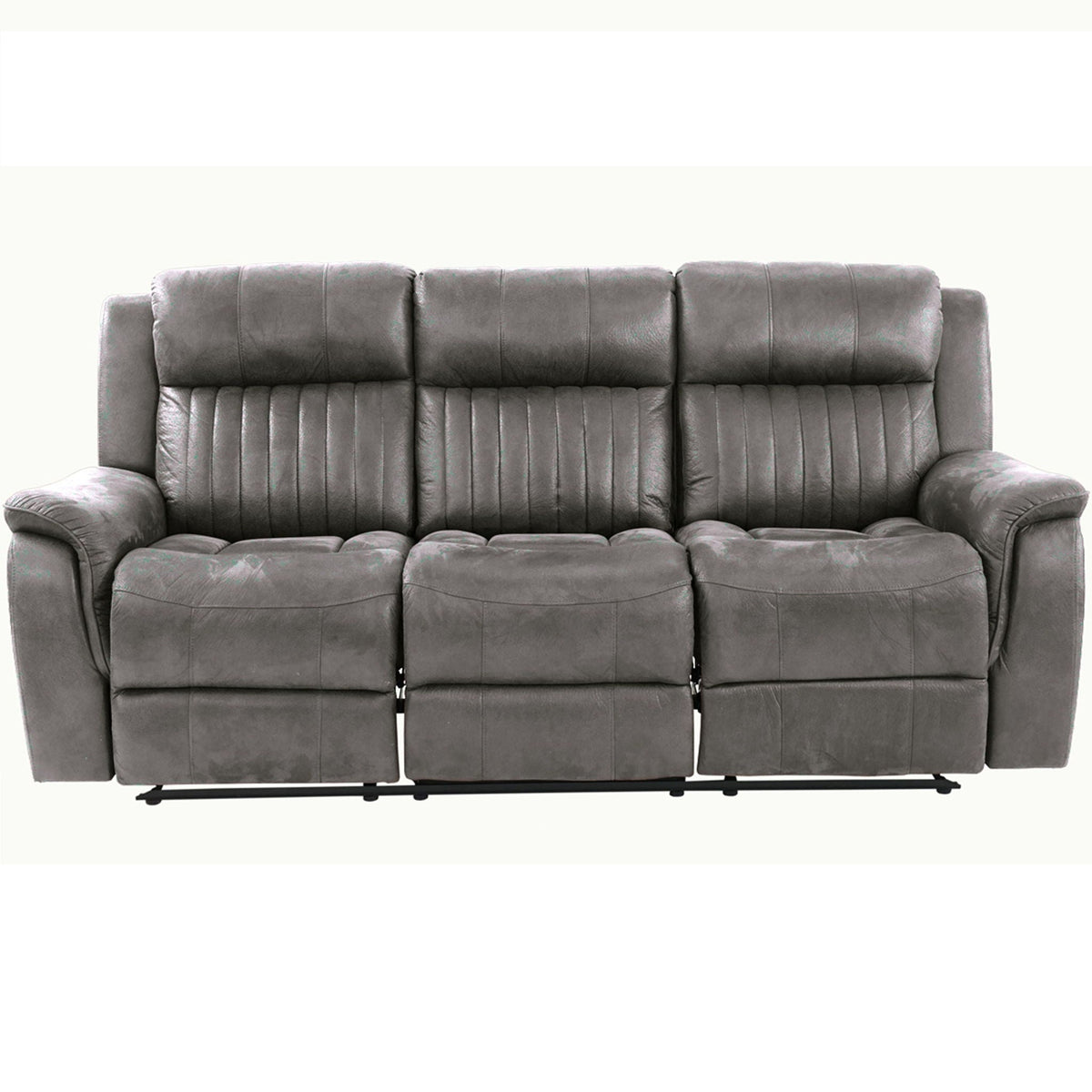 Contemporary Living Room Set with Manual Recliners - Dark Gray