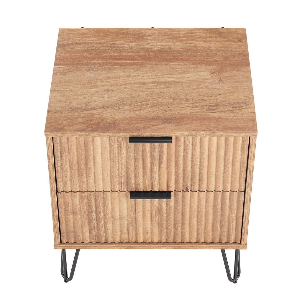 Dumbo Nightstand with 2 Drawers and Fluted Fronts – Multiple Colors