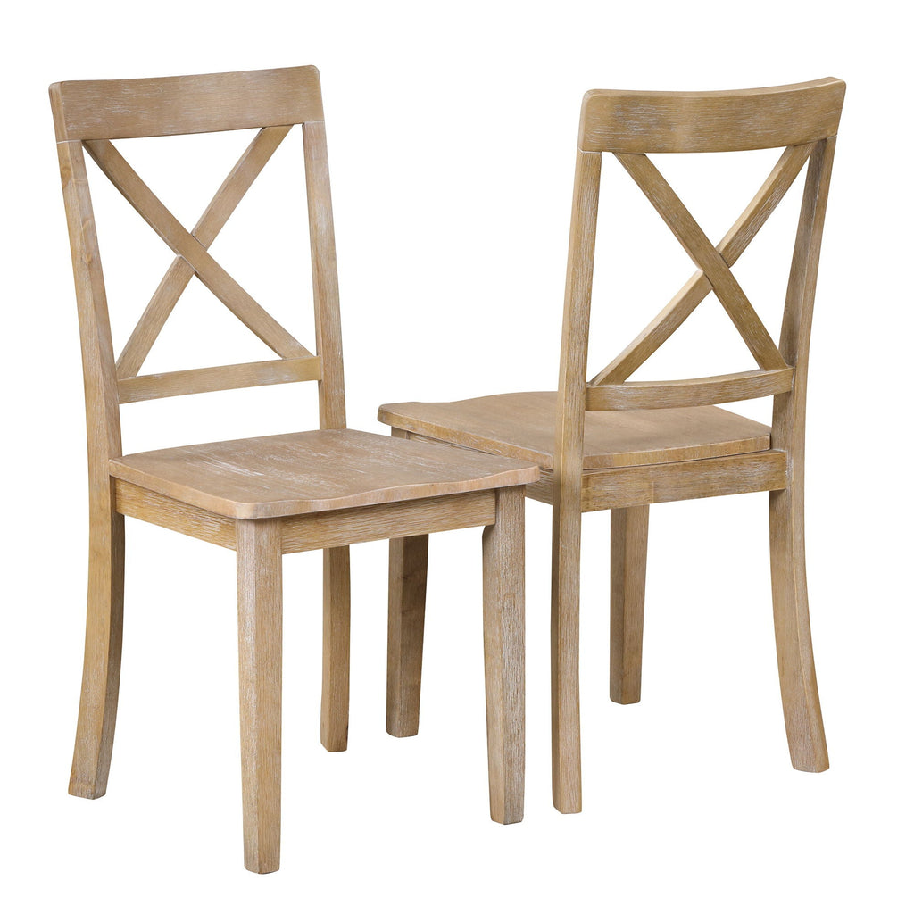 Modern Dining Table Set for 4 with Curved Back Chairs - Beige or Light Brown