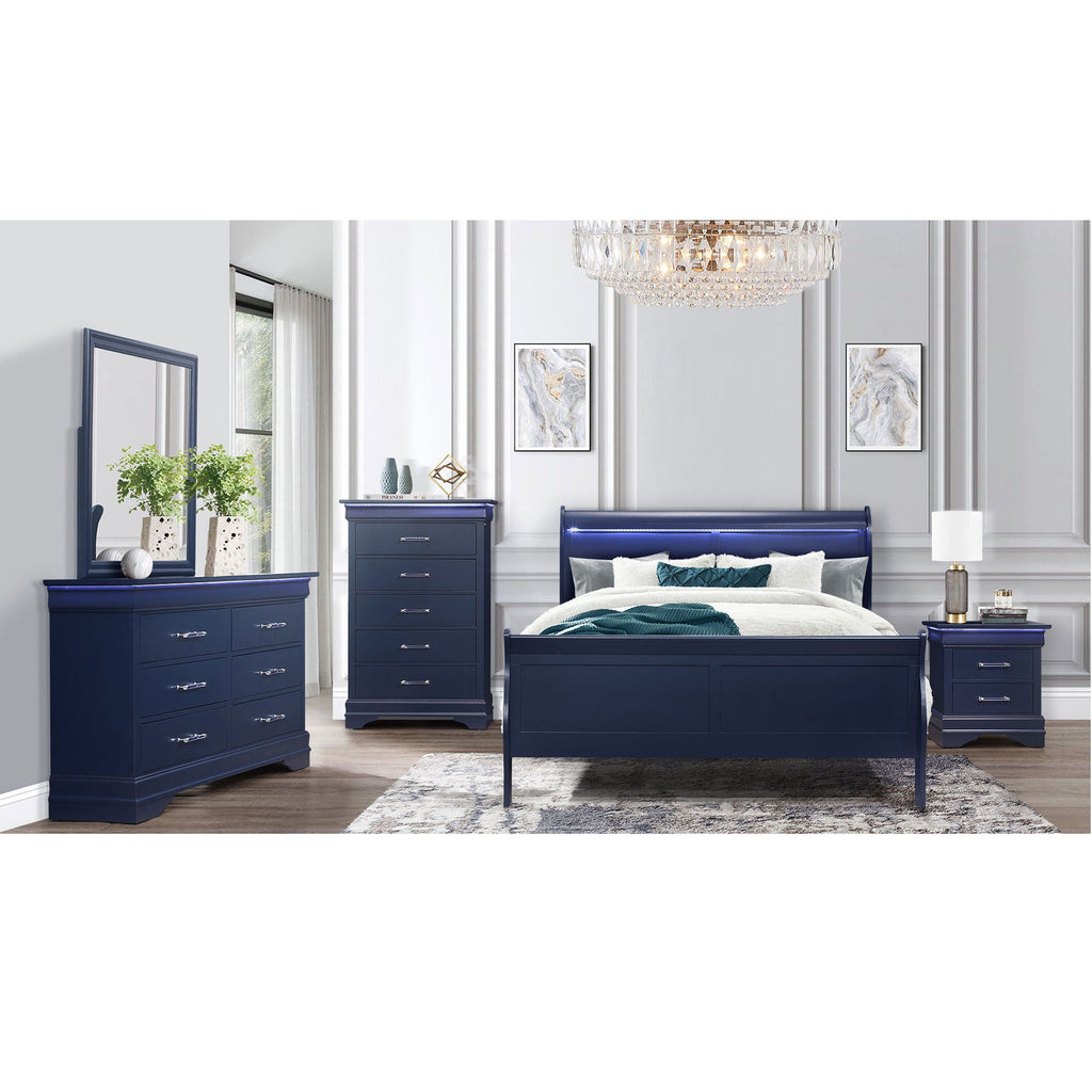 Charlston Mirror with Solid Wood Frame and Tempered Glass - Blue or White
