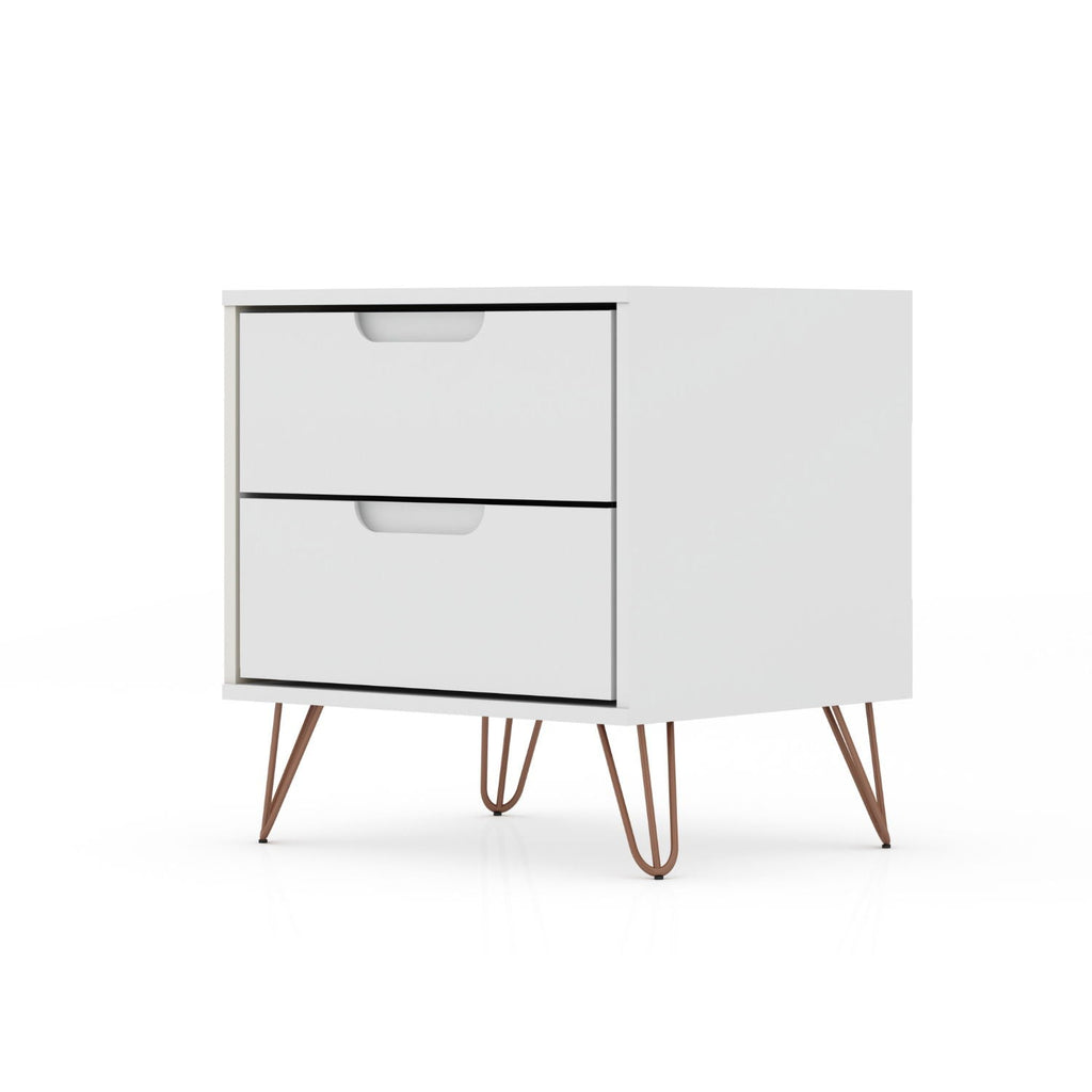 White Nightstand with 2 Drawers - Modern Storage Solution