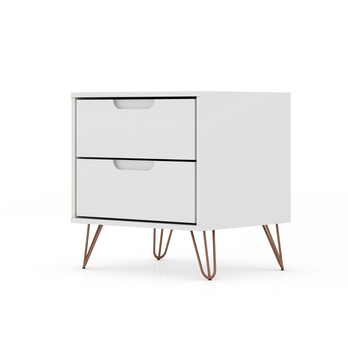 White Nightstand with 2 Drawers - Modern Storage Solution