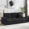 Modern Corduroy 3-Seater Sofa with Cup Holders - Black, Gray, Beige, Pink, or Green