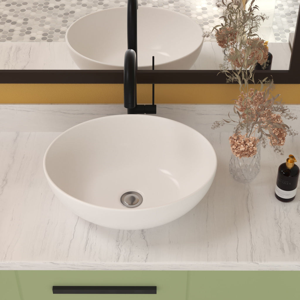 Oval Vessel Bathroom Sink - White
