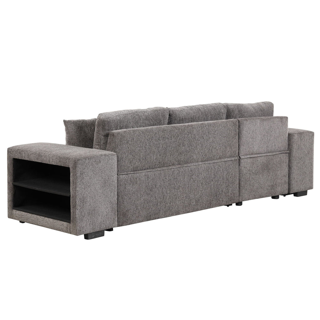 Reversible L-Shape Sleeper Sectional Sofa with Storage Chaise and 2 Stools - Multiple Colors