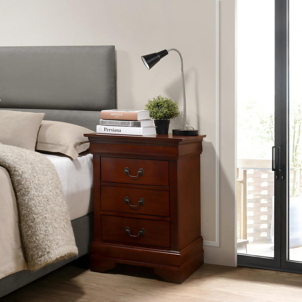 Louis Phillipe Wood Nightstand with Storage Drawers - Multiple Colors