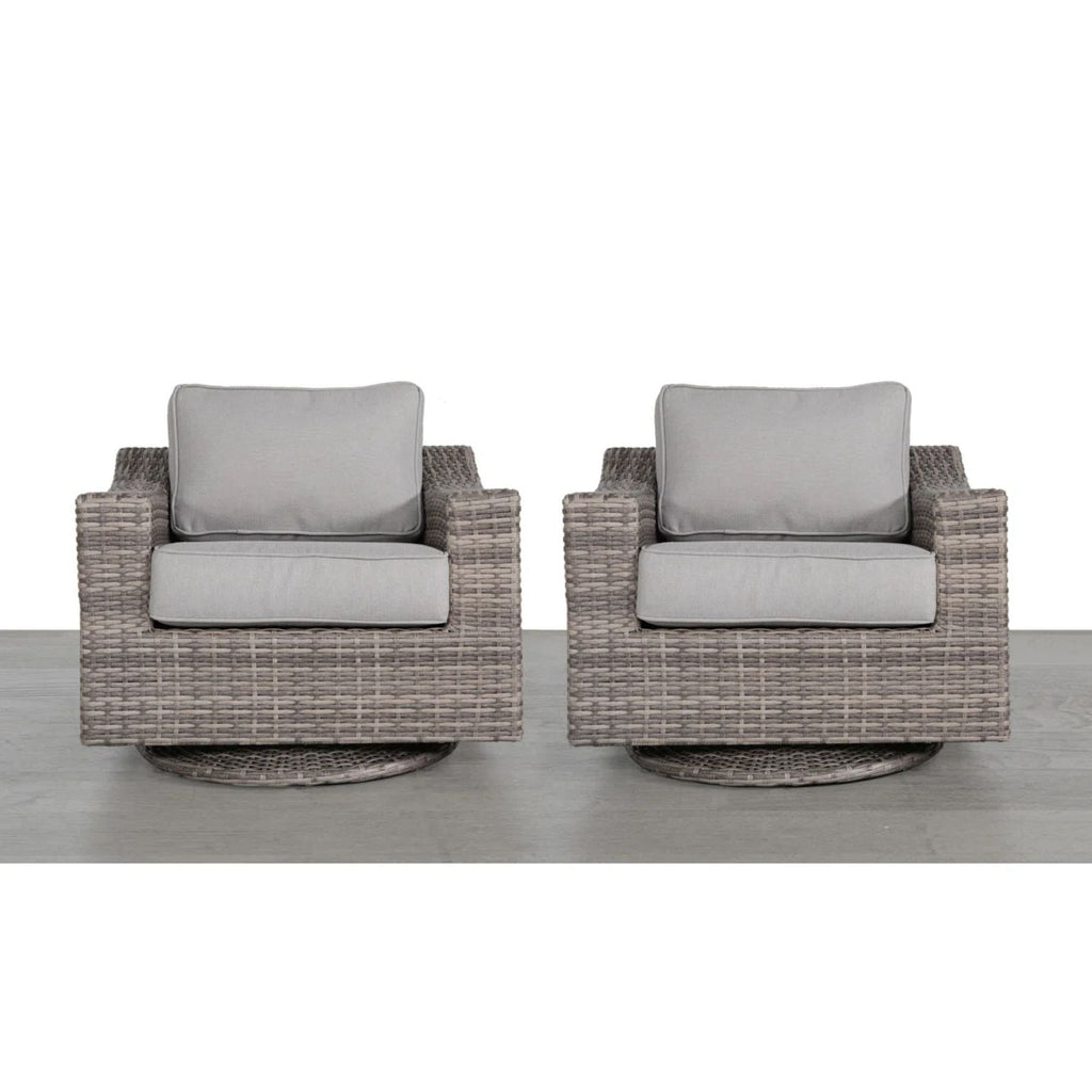 Swivel Patio Chair Set with Cushions - Gray Mix