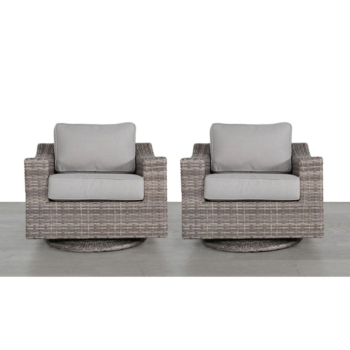 Swivel Patio Chair Set with Cushions - Gray Mix
